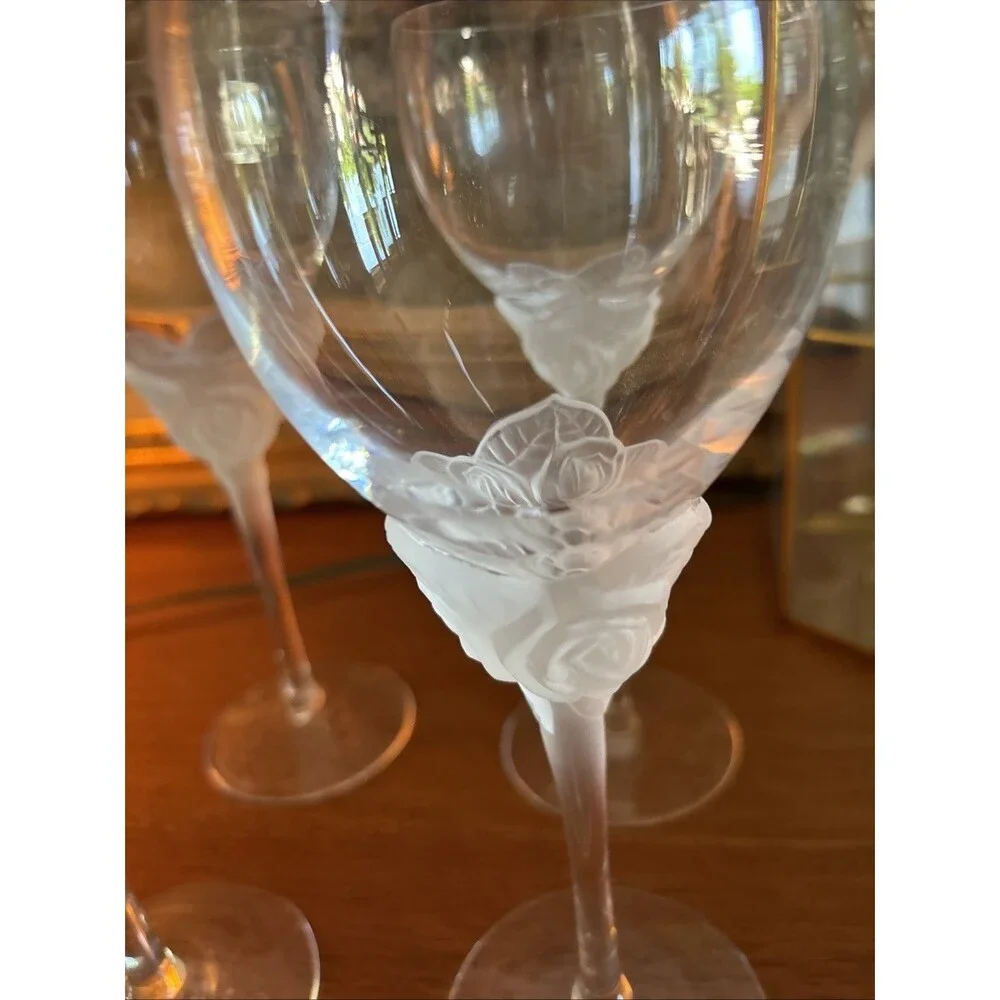 ONE Vintage Christian Dior 'Dior Rose' Frosted Crystal Wine Glass Discontinued